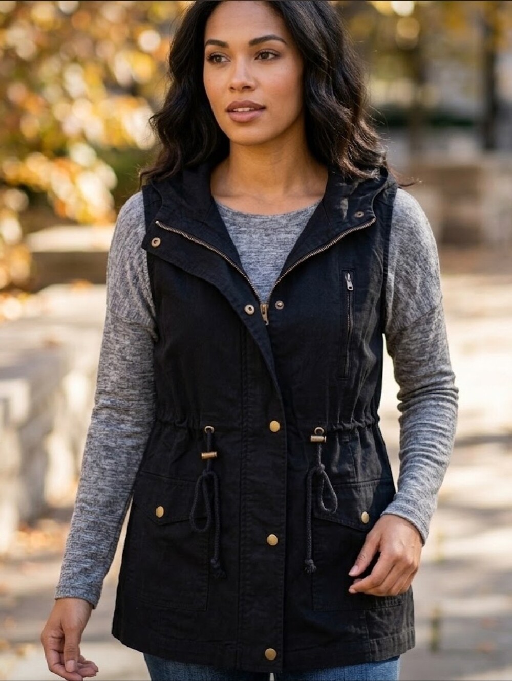 Zenana Outfitters Black Hooded Vest